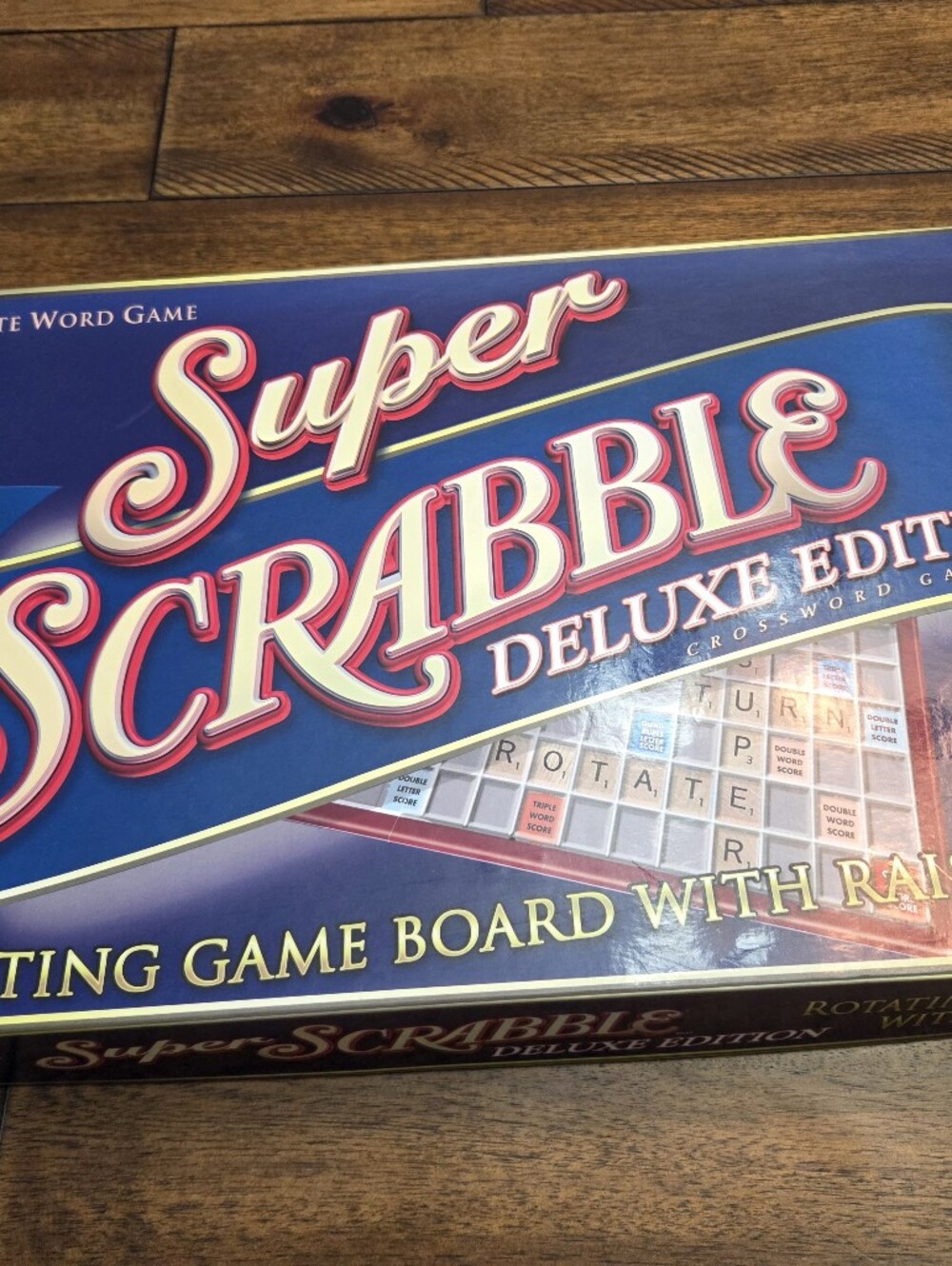 Super Scrabble Deluxe Edition Rotating 200 Tile Folding Board